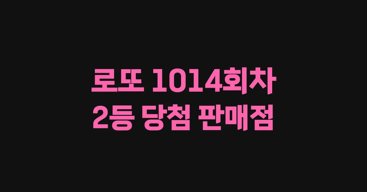 로또 1014회 2등 당첨 판매점과 지역 안내