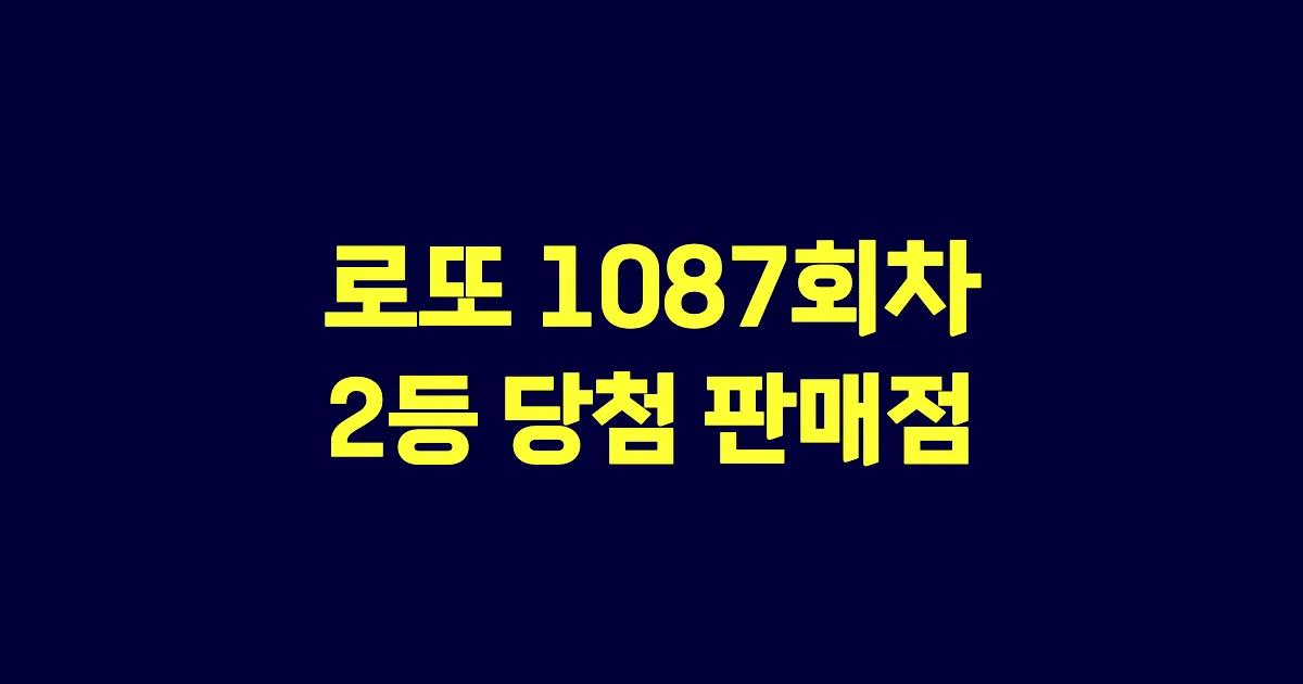 로또 1087회 2등 당첨 판매점과 지역 안내