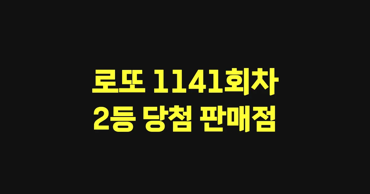 로또 1141회 2등 당첨 판매점과 지역 안내