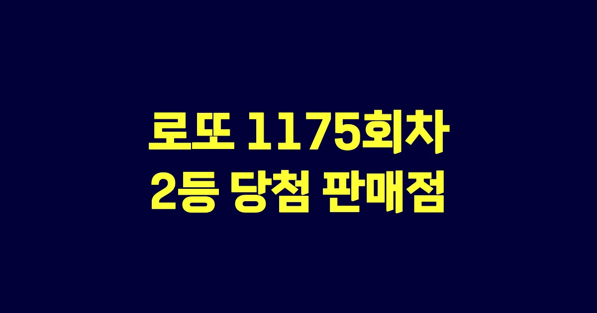 로또 1175회 2등 당첨 판매점과 지역 안내