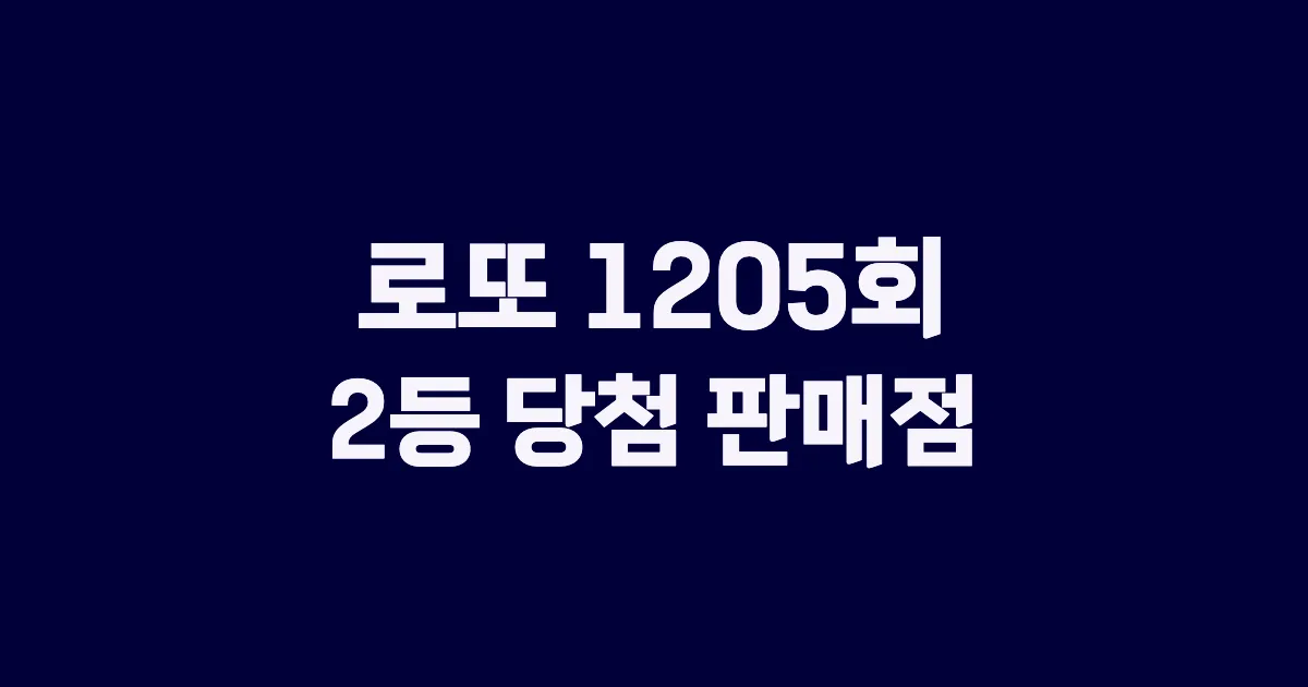 로또 1205회 2등 당첨 판매점과 지역 안내