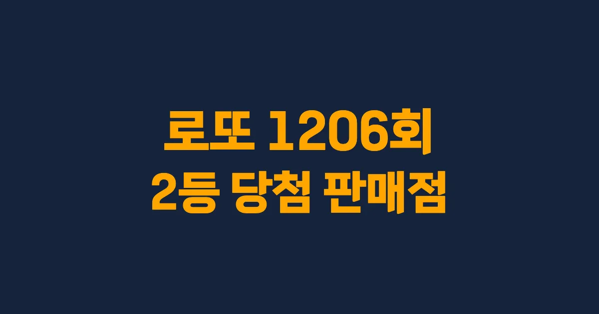 로또 1206회 2등 당첨 판매점과 지역 안내