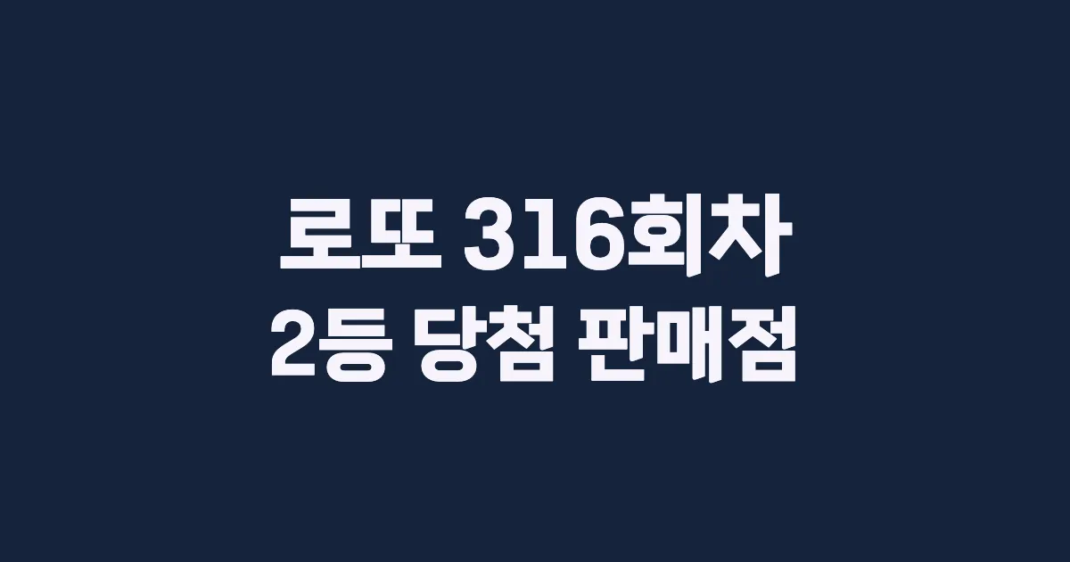 로또 316회 2등 당첨 판매점과 지역 안내