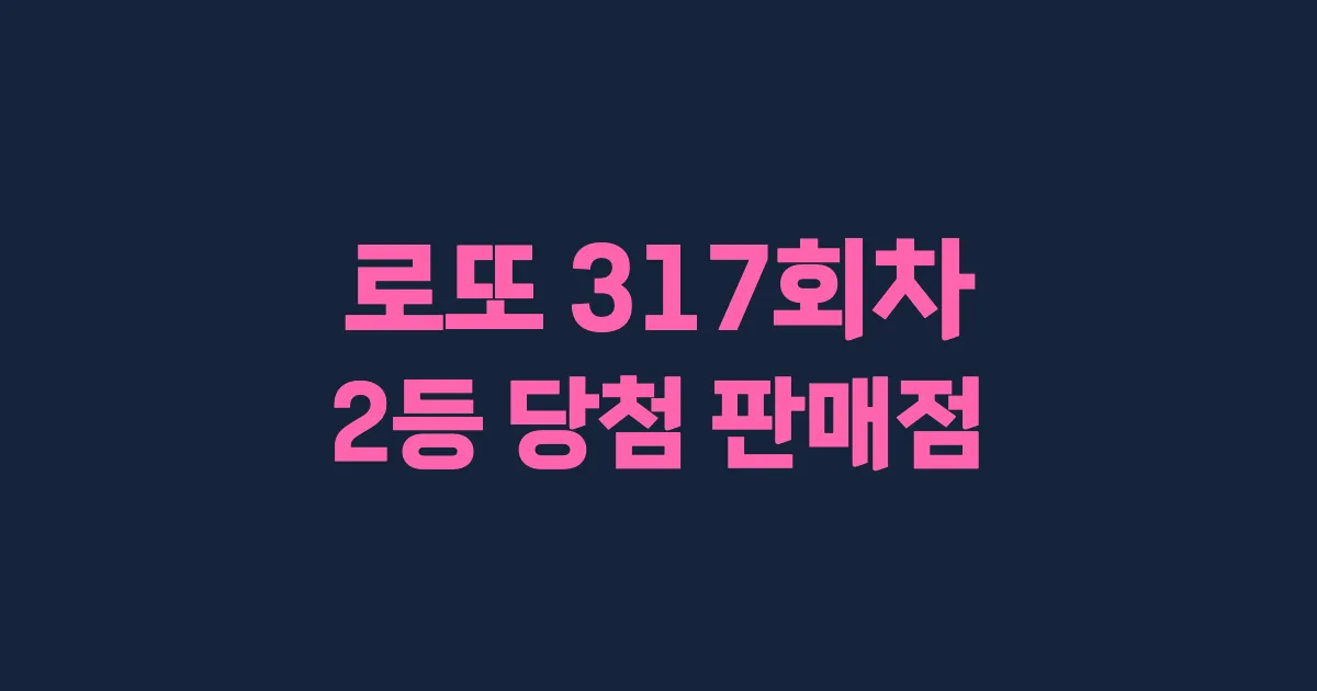 로또 317회 2등 당첨 판매점과 지역 안내