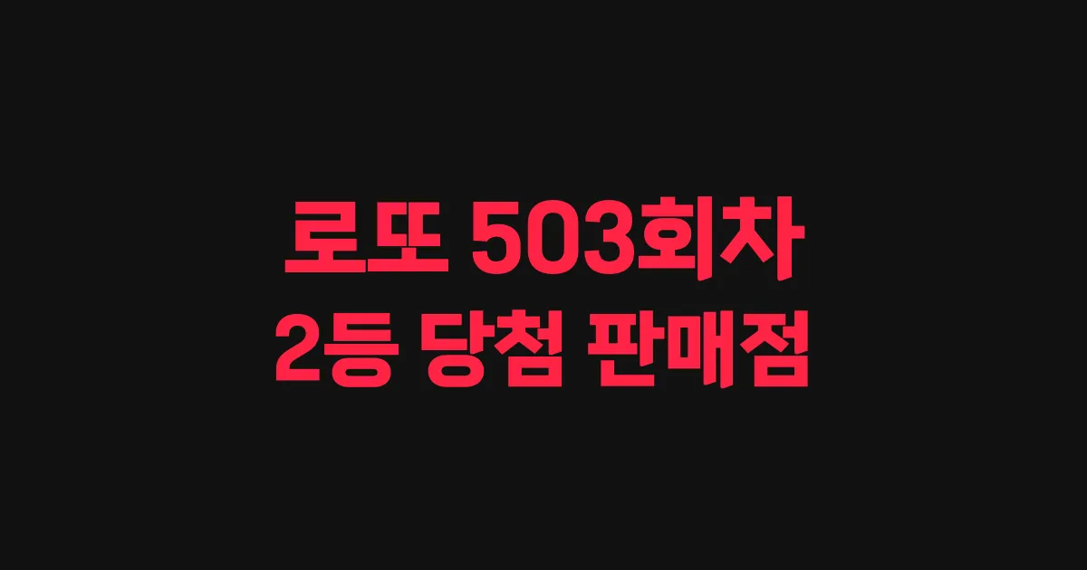 로또 503회 2등 당첨 판매점과 지역 안내
