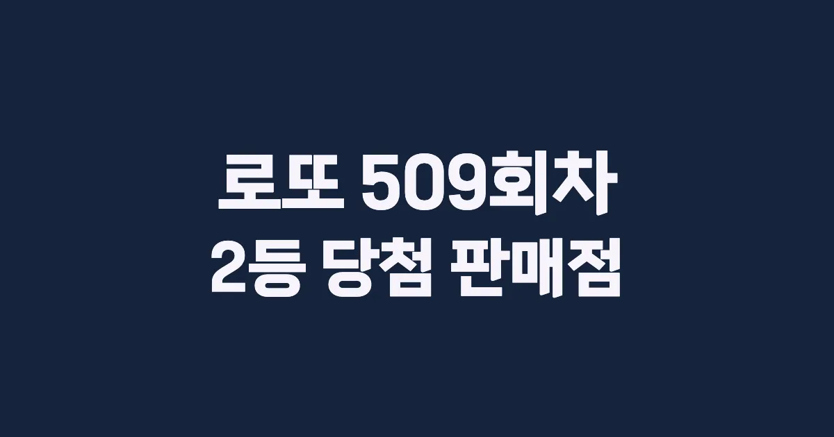 로또 509회 2등 당첨 판매점과 지역 안내