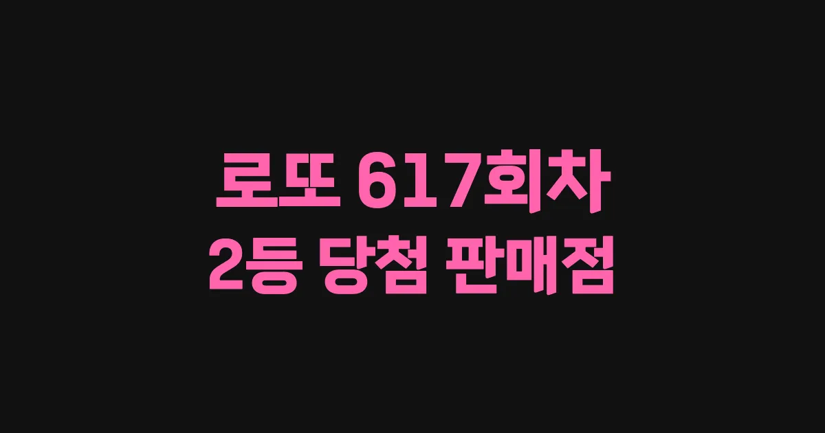 로또 617회 2등 당첨 판매점과 지역 안내