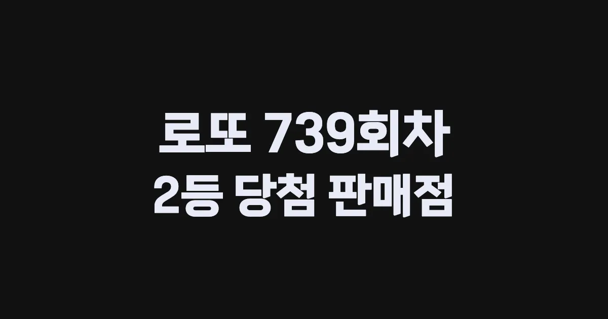 로또 739회 2등 당첨 판매점과 지역 안내