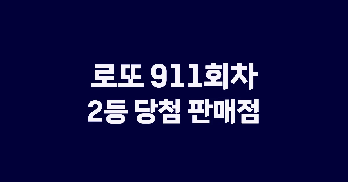 로또 911회 2등 당첨 판매점과 지역 안내