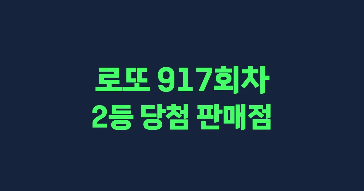 로또 917회 2등 당첨 판매점과 지역 안내