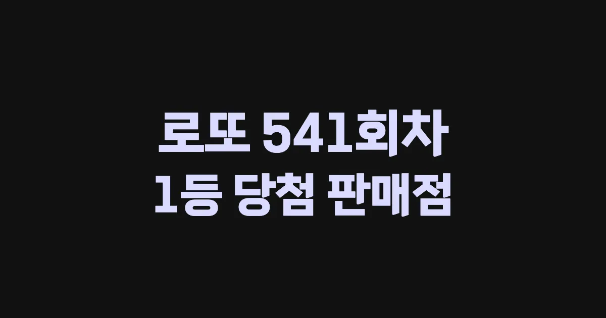 로또 541회 1등 당첨 판매점과 지역 안내